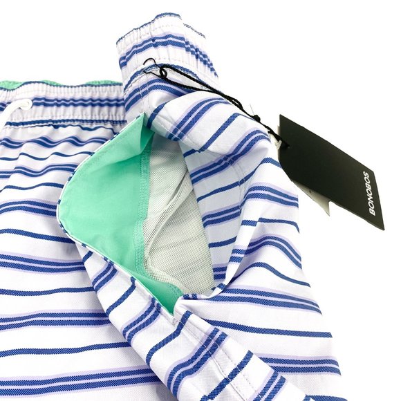 BONOBOS Banzai 7-Inch Stripe E-Waist Swim Trunks - Picture 4 of 15